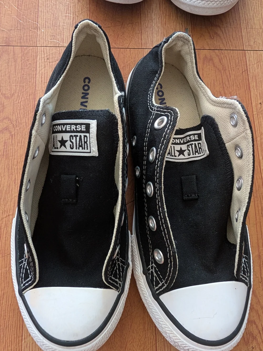 Converse Kids Black Canvas With Laces Low Top Sneakers with White Toe